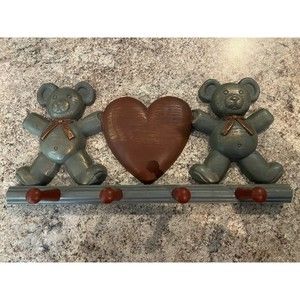 Teddy Bear Heart Wall Hanger for Jacket sweater  Hard Plastic baby room decor